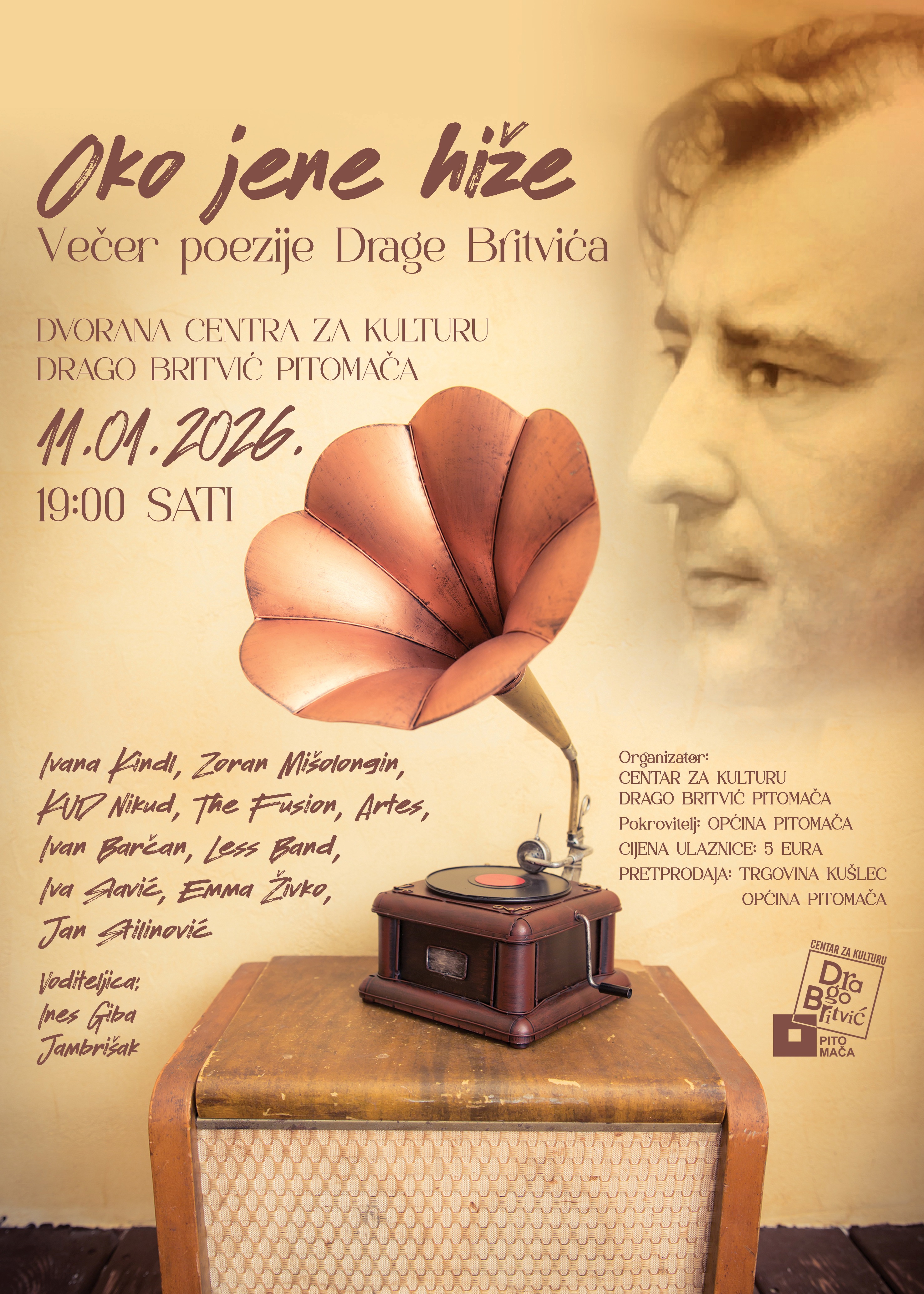 VECER POEZIJE DRAGE BRITVICA 2026 PLAKAT B2