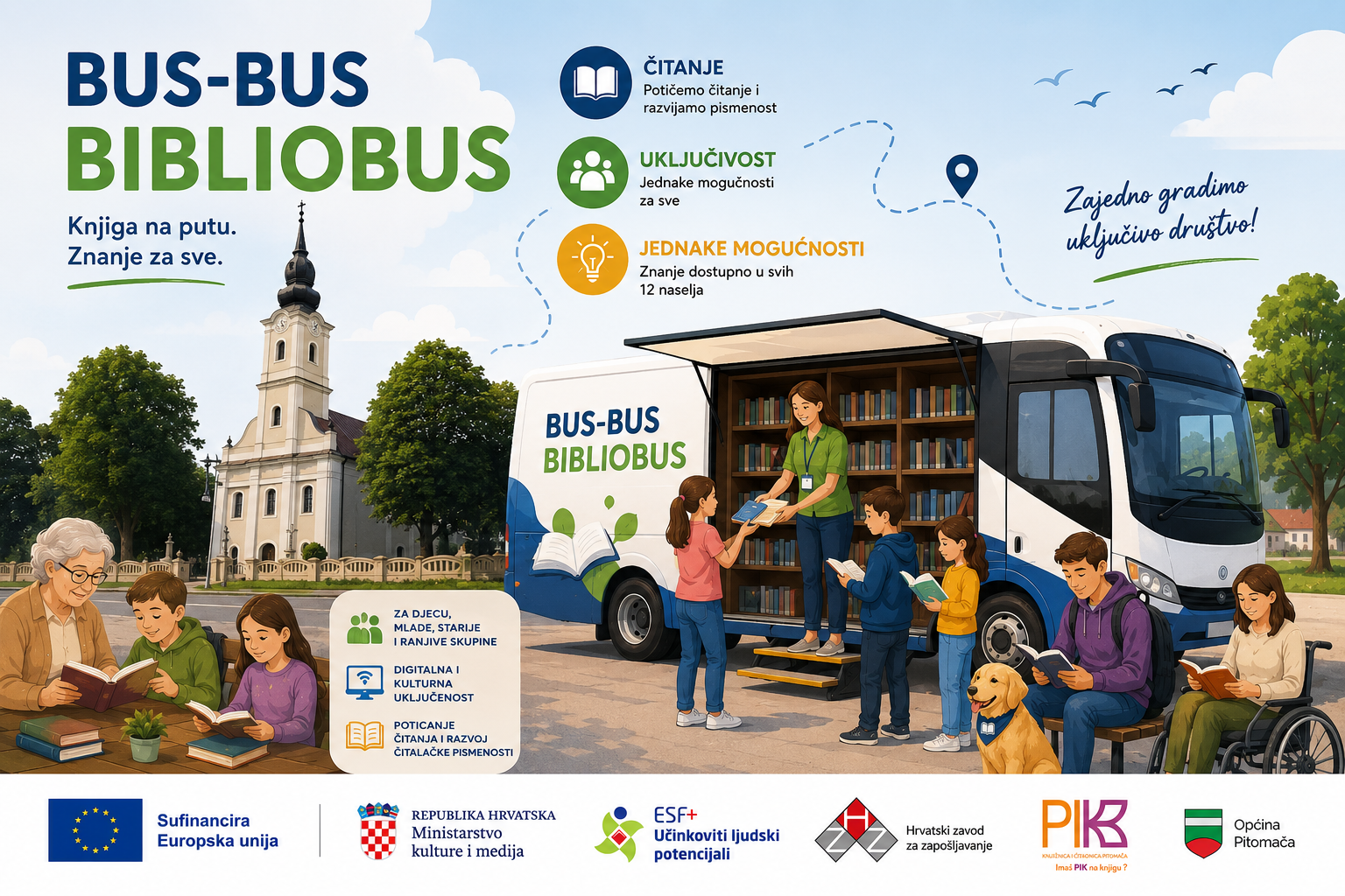 Bus bus bibliobus ilustracija