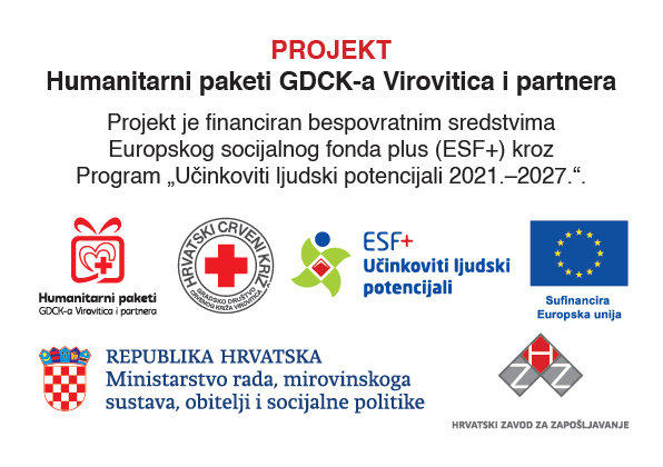 Obavijest o podjeli humanitarnih paketa iz projekta Humanitarni paketi GDCK-a Virovitica i partnera 1 Glavni logo paket GDCKVTC i partneri
